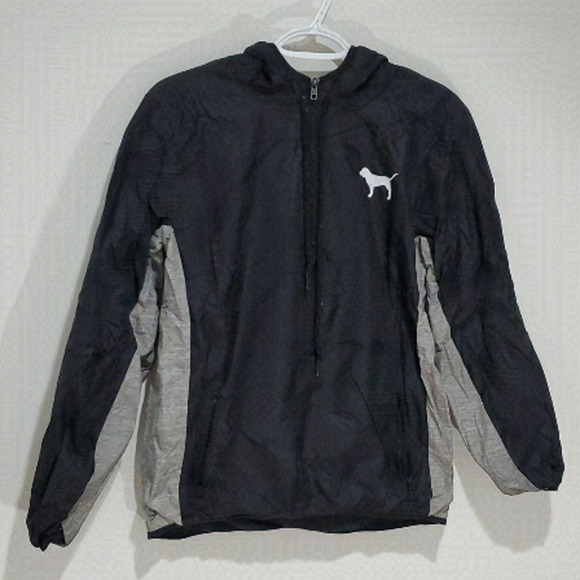 PINK Victoria's Secret Jackets & Blazers - PINK VS Sm Blk & Gry Windbrkr Jacket
